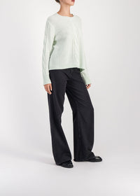 Round-neck cashmere cable-knit jumper - Water Green