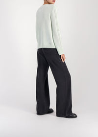 Round-neck cashmere cable-knit jumper - Water Green