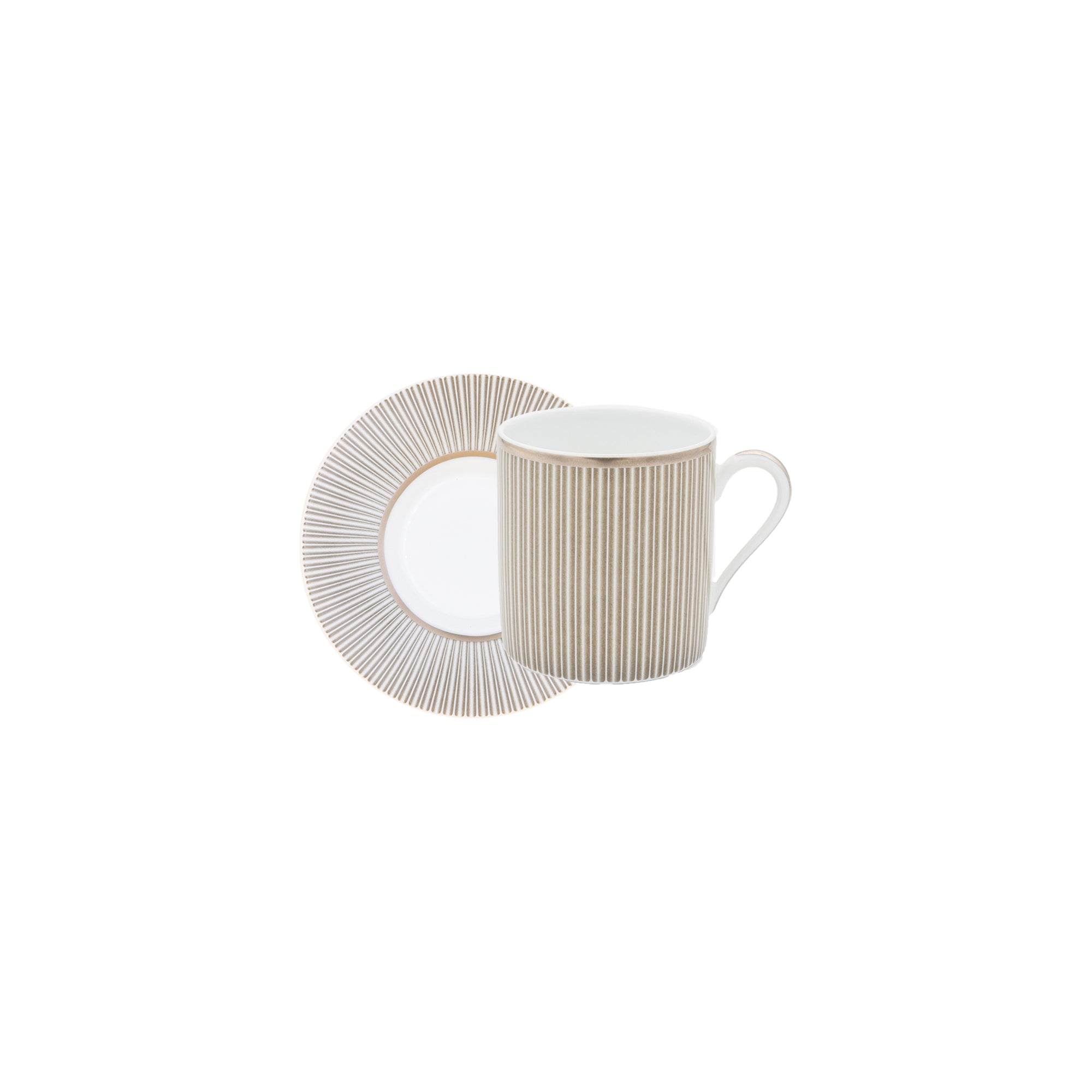 Tasse et soucoupe à café Linae en porcelaine - Platine