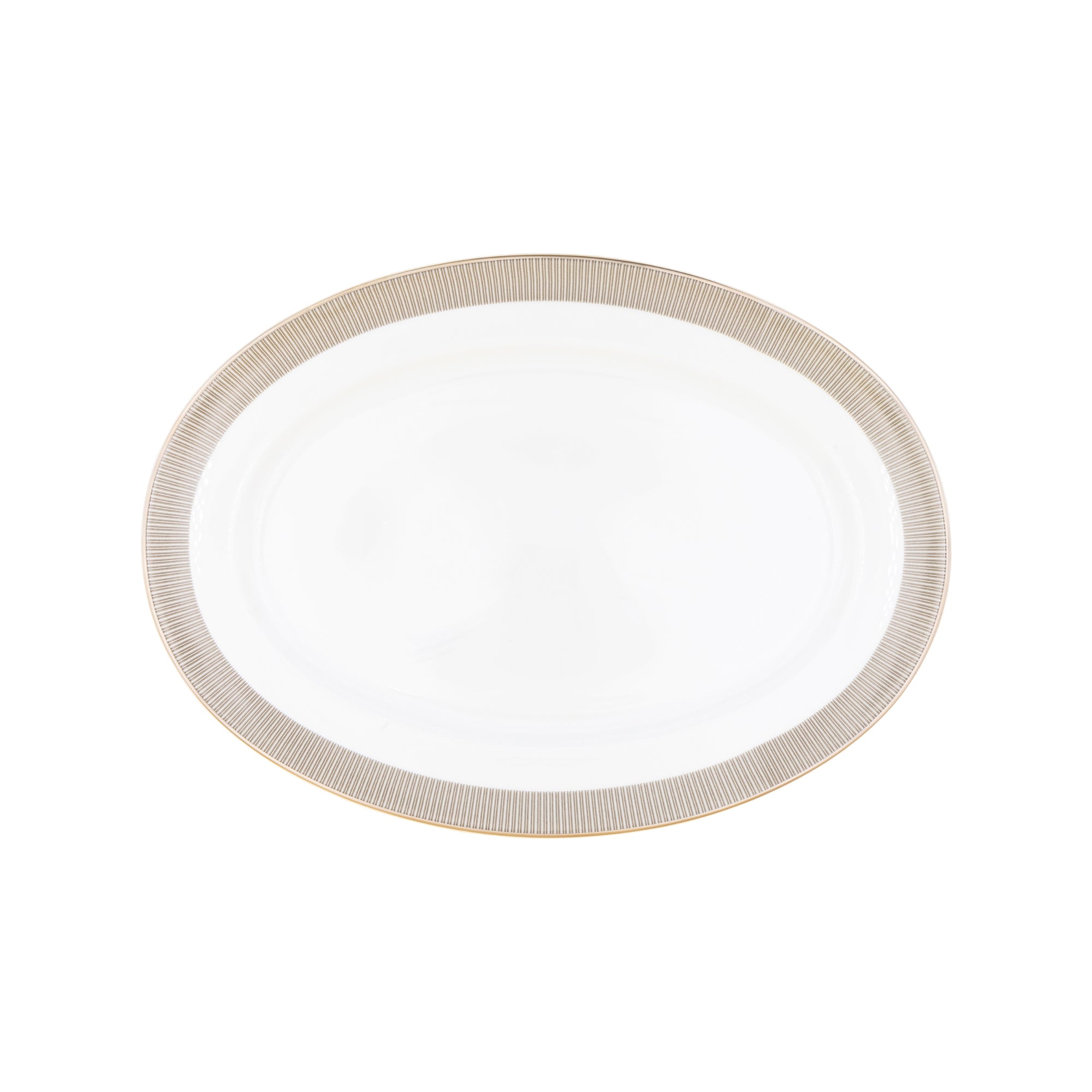 Plat ovale Linae en porcelaine - Platine