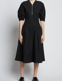 Robe évasée à manches bouffantes - Black