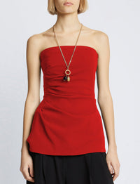Top bustier à fronces - Red