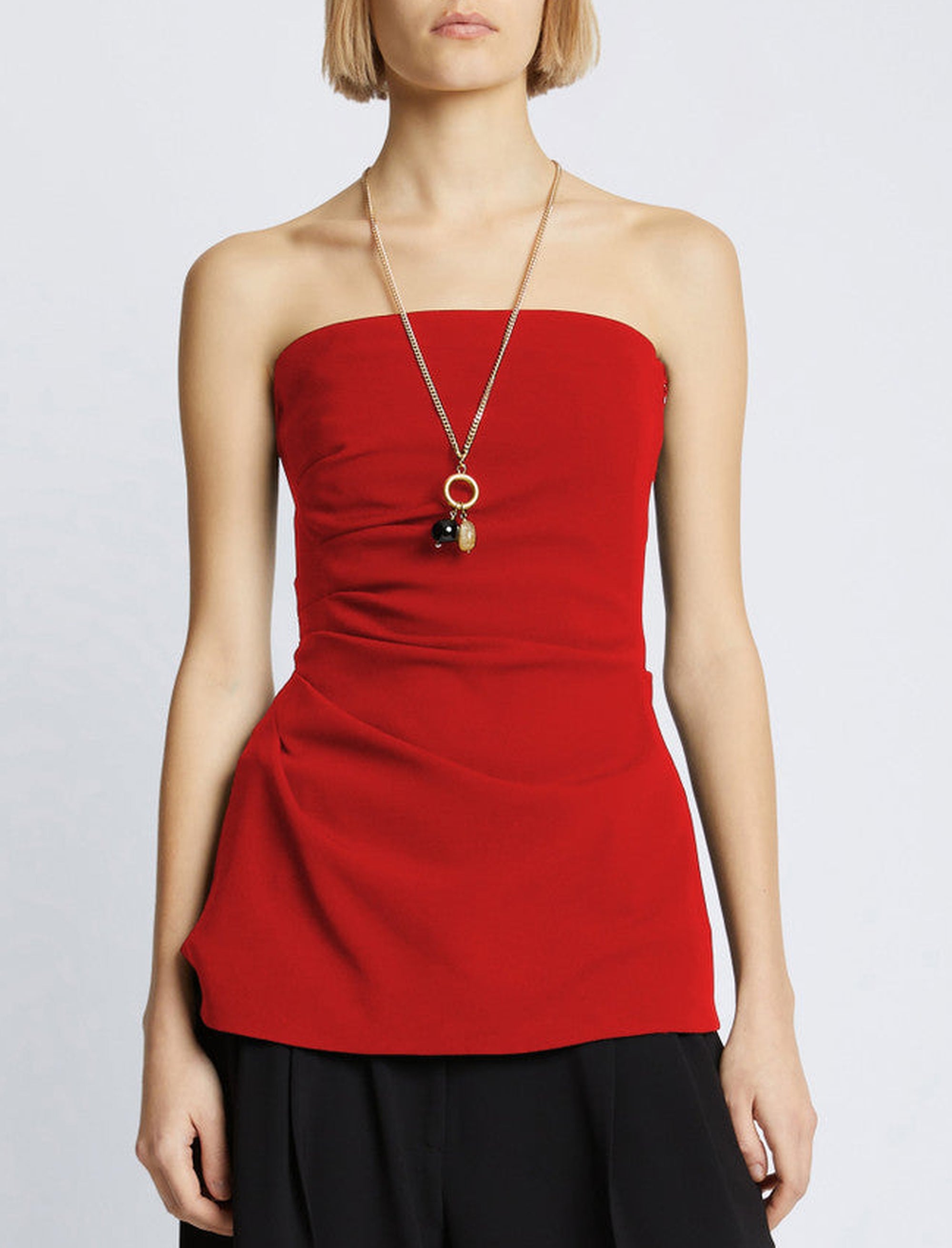 Top bustier à fronces - Red