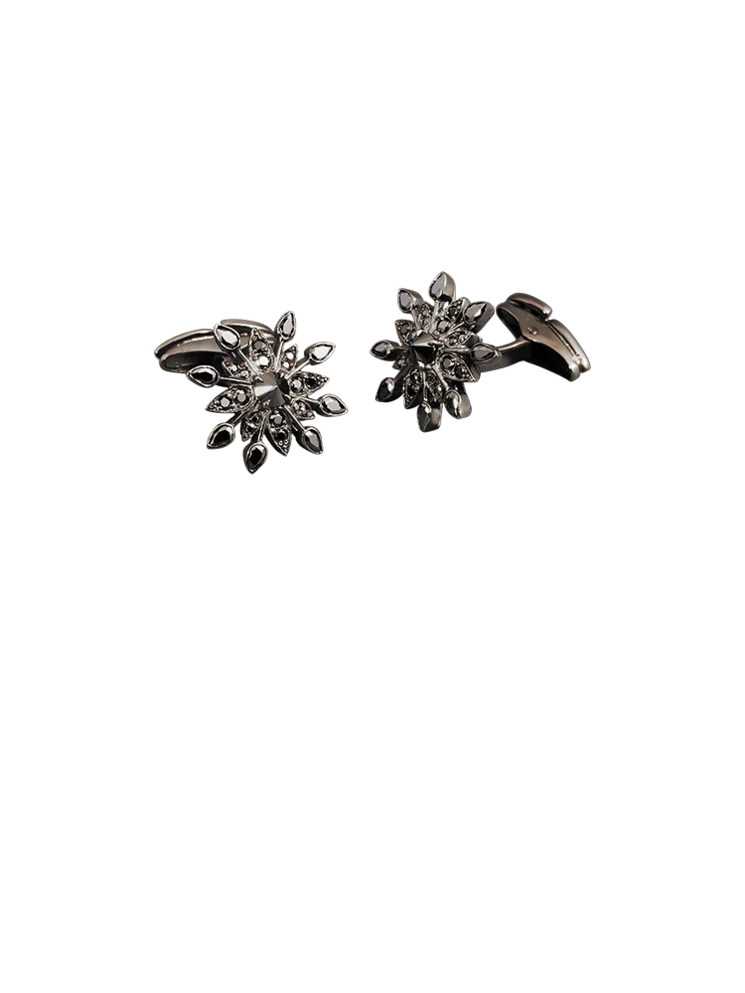 1qty NEW / Argent Boutons de manchette Alexandra pour Burma en argent noirci sertis de Burmalite™ noire // RECO : 236€