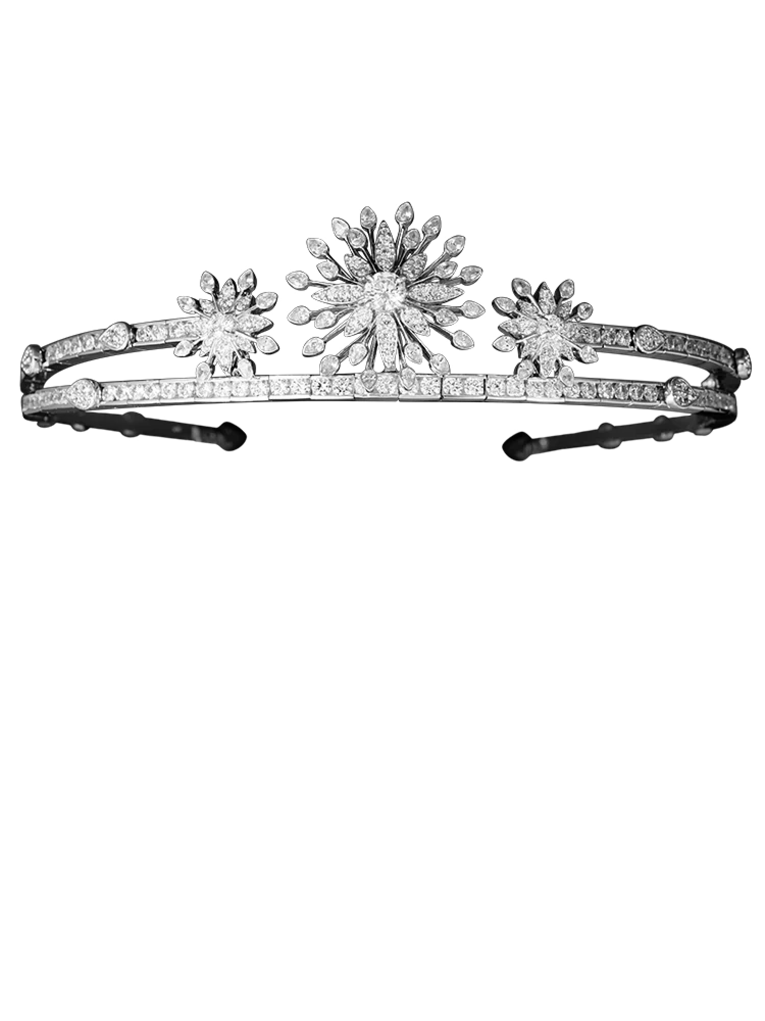 1qty NEW / Argent Rhodié Diadème Fleur sur argent rhodié 925/1000 // RECO : 1323€