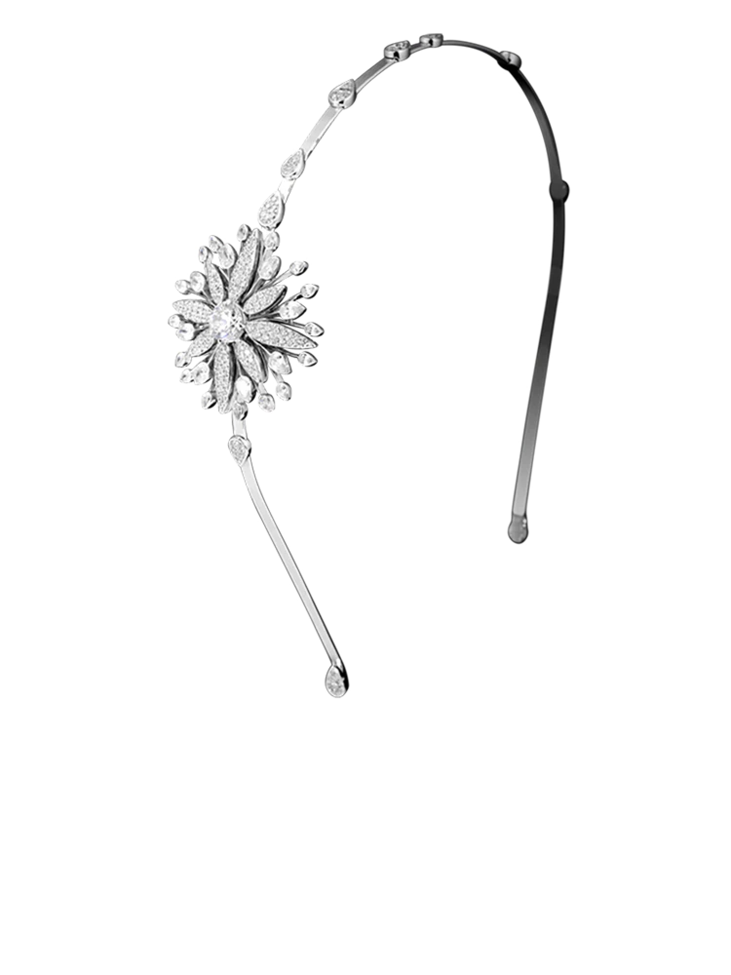 1qty NEW / Argent Rhodié Bijou de tête Fleur en argent rhodié 925/1000 // RECO : 375€