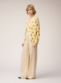 BUTTER PRINTED CASHMERE OPENWORK KNIT CARDIGAN