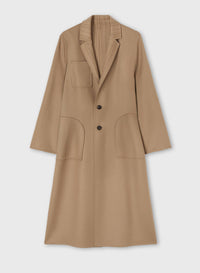 SAND, DARK TAUPE, YELLOW STRIPED DOUBLE WOOL REVERSIBLE COAT
