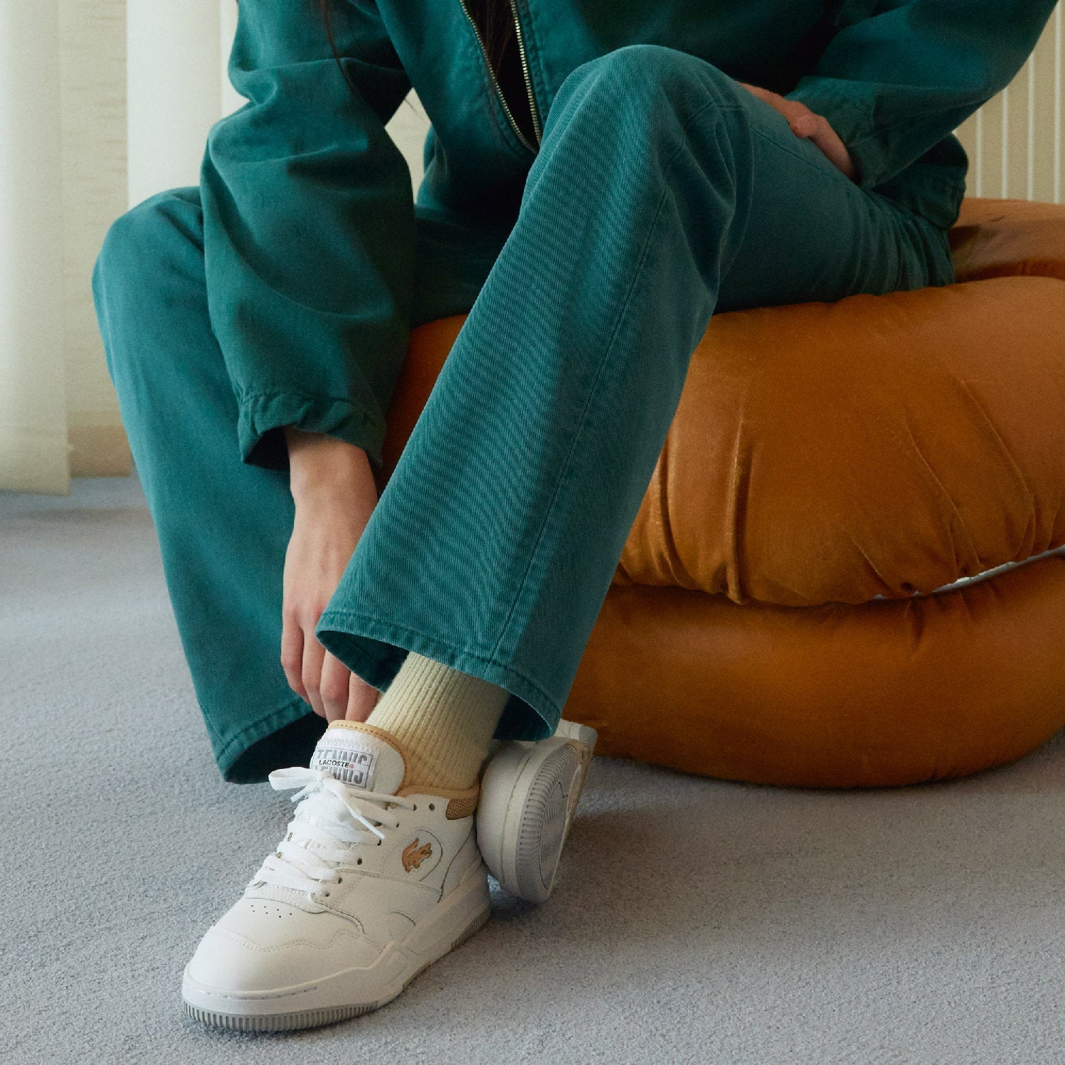 Sneakers Lineshot en cuir - White & Light Brown