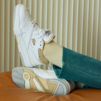 Sneakers Lineshot en cuir - White & Light Brown