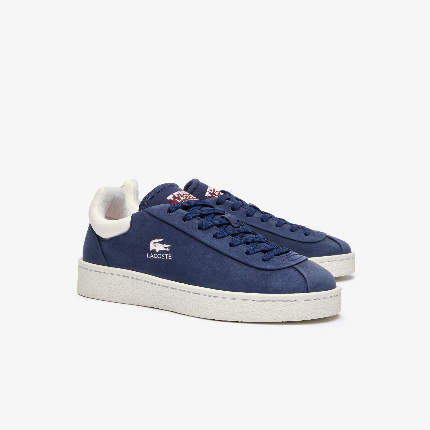 Sneakers Baseshot Lacoste x Roland-Garros en cuir - Navy & Off White