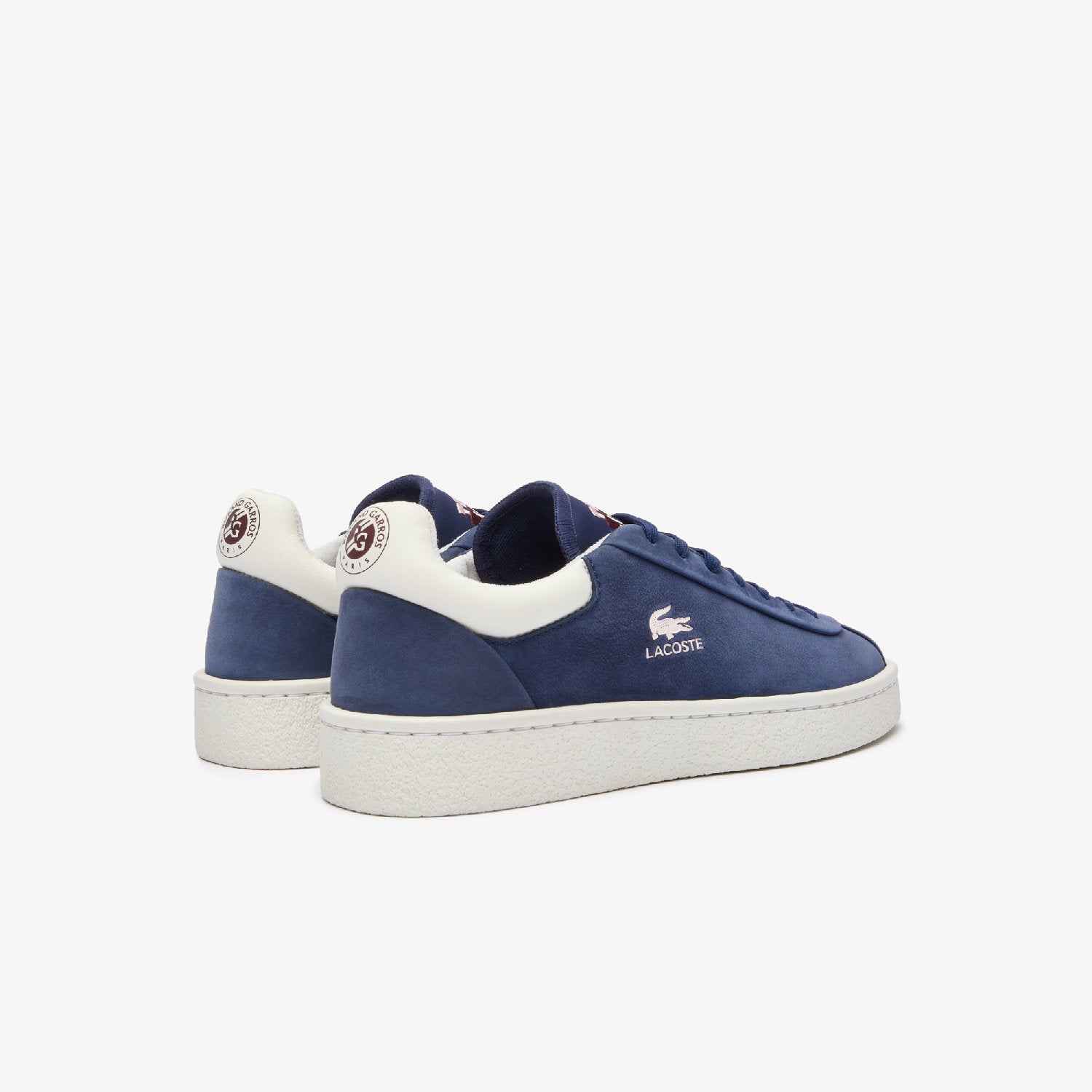 Sneakers Baseshot Lacoste x Roland-Garros en cuir - Navy & Off White