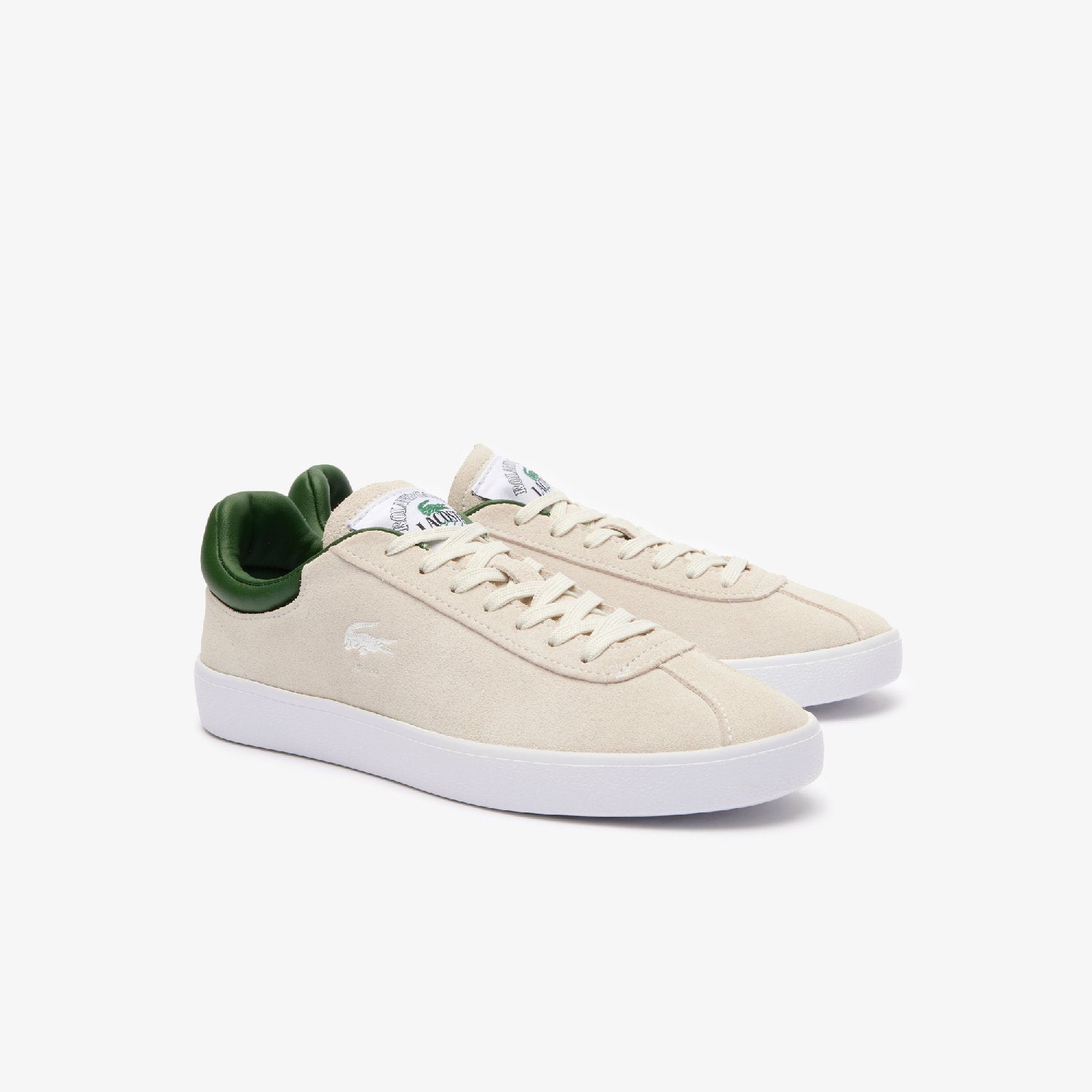 Sneakers Baseshot Lacoste x Roland-Garros en cuir - Off White & Green
