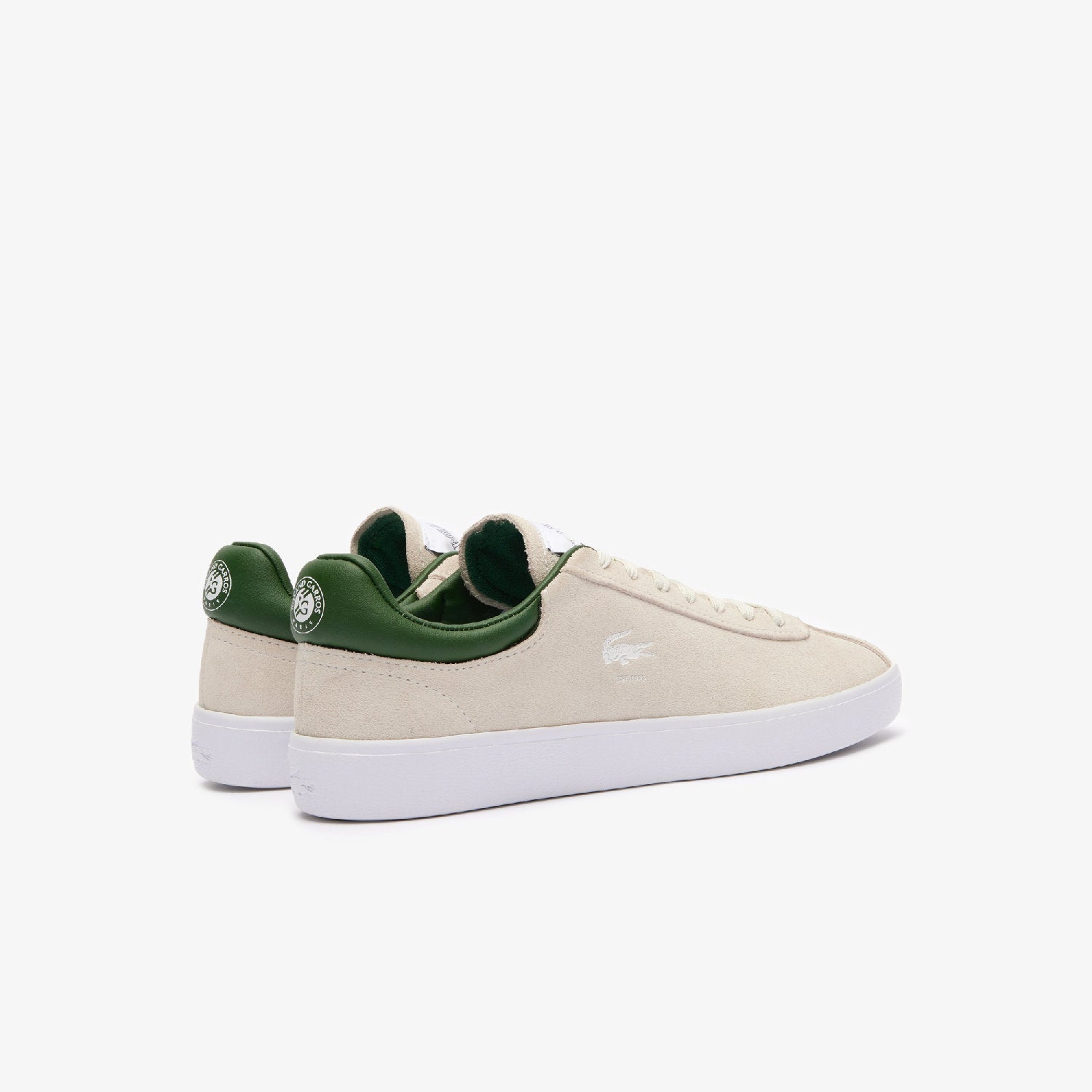 Sneakers Baseshot Lacoste x Roland-Garros en cuir - Off White & Green