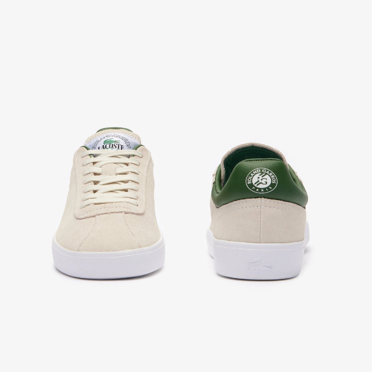 Sneakers Baseshot Lacoste x Roland-Garros en cuir - Off White & Green