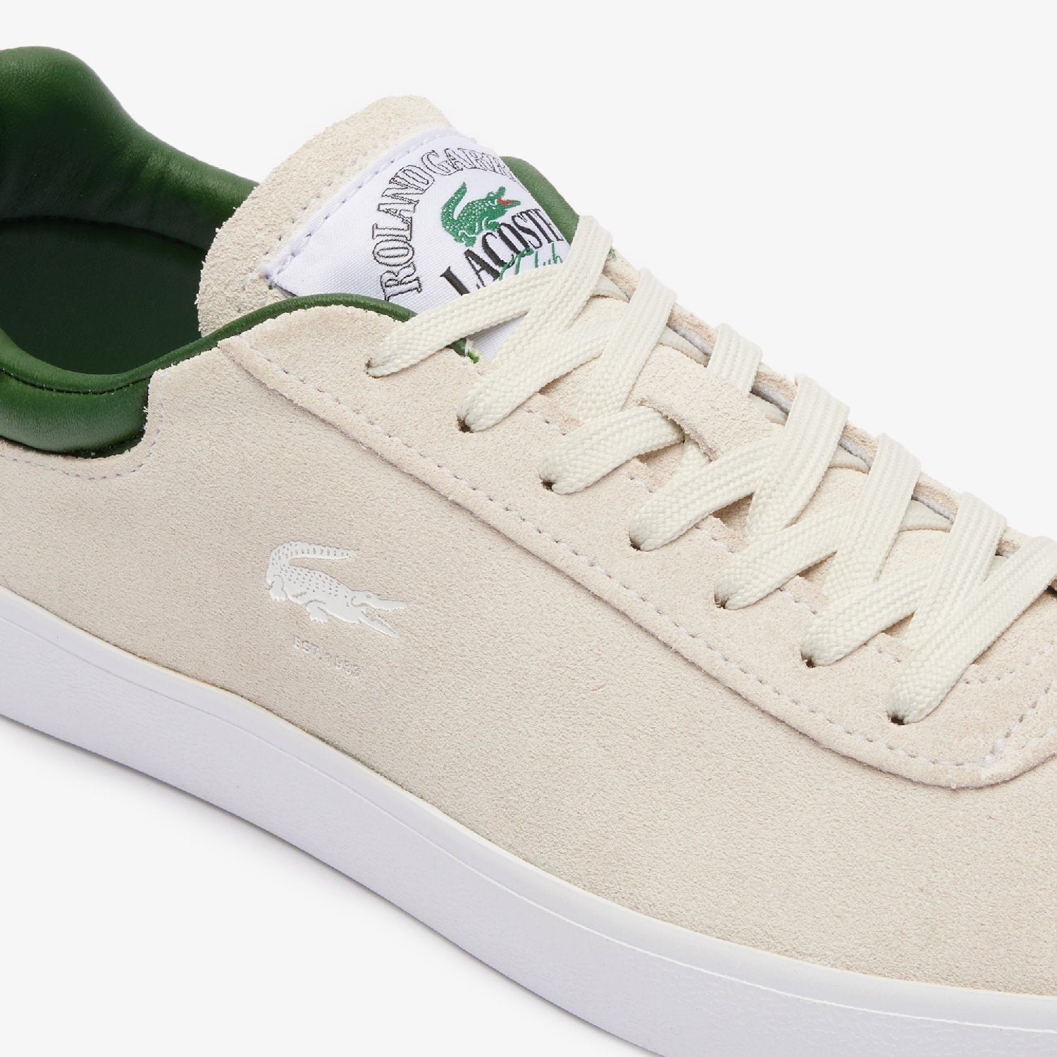 Sneakers Baseshot Lacoste x Roland-Garros en cuir - Off White & Green