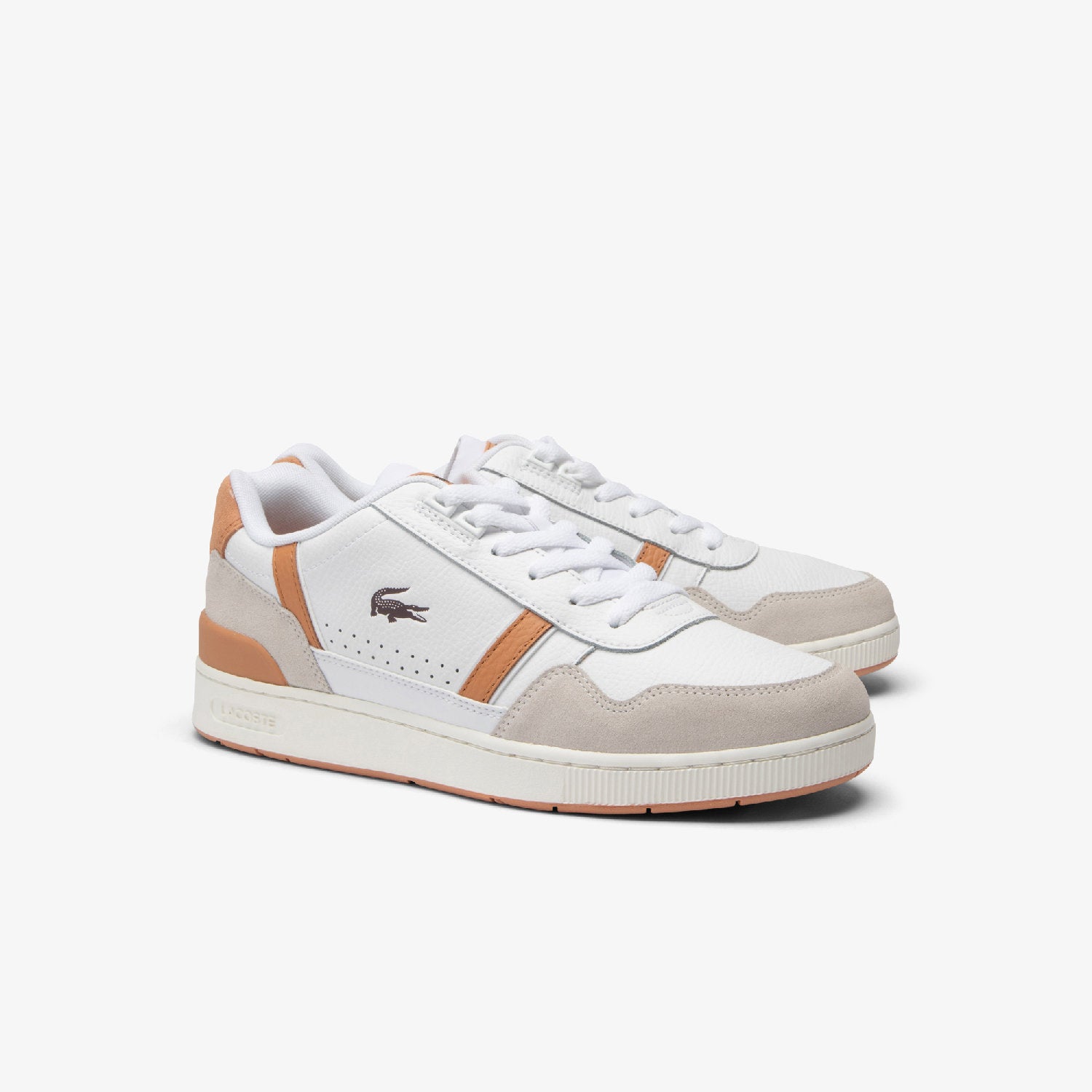 Sneakers T-Clip en cuir - White & Light Brown