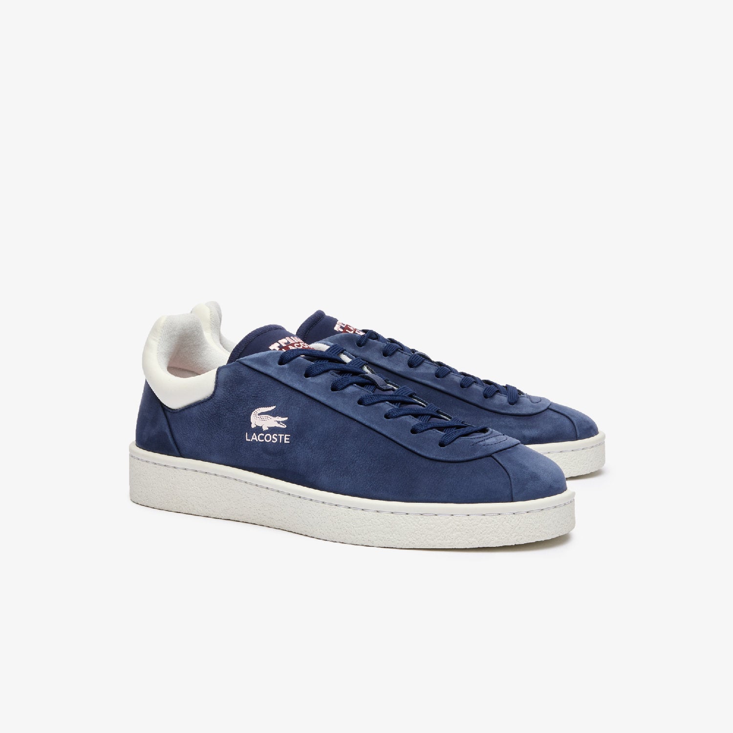 Sneakers Baseshot Lacoste x Roland-Garros en cuir - Navy & Off White