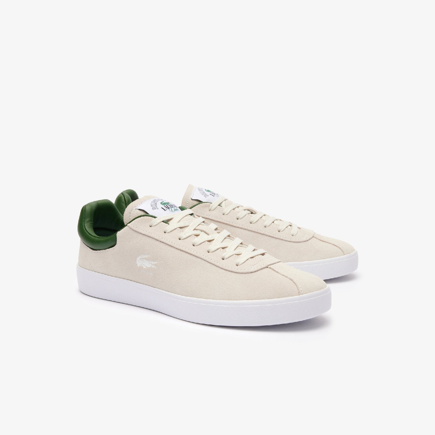 Sneakers Baseshot Lacoste x Roland-Garros en cuir - Off White & Green