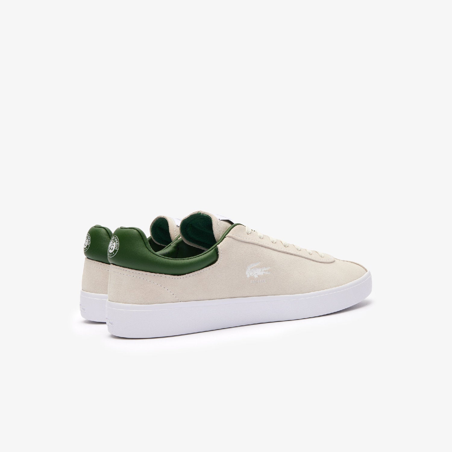 Sneakers Baseshot Lacoste x Roland-Garros en cuir - Off White & Green