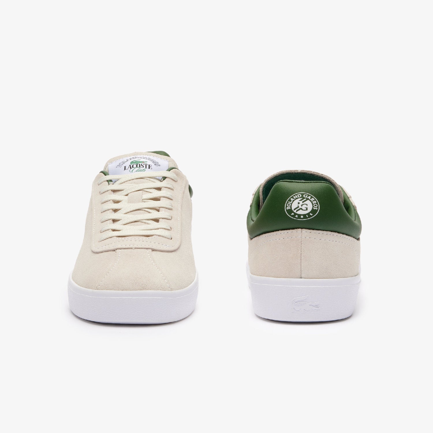 Sneakers Baseshot Lacoste x Roland-Garros en cuir - Off White & Green