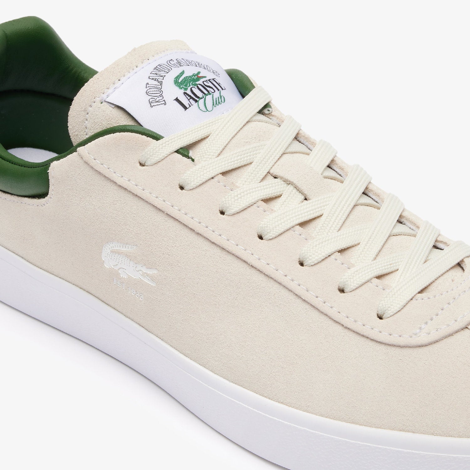 Sneakers Baseshot Lacoste x Roland-Garros en cuir - Off White & Green