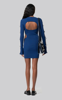 Short bow dress with rhinestones - Navy Blue