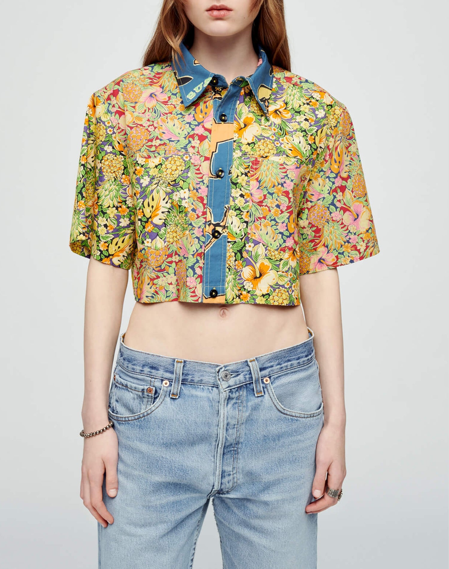 Oversized short shirt - Multicolor Pineapple