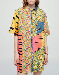 Oversized shirt dress - Multicolor Pineapple