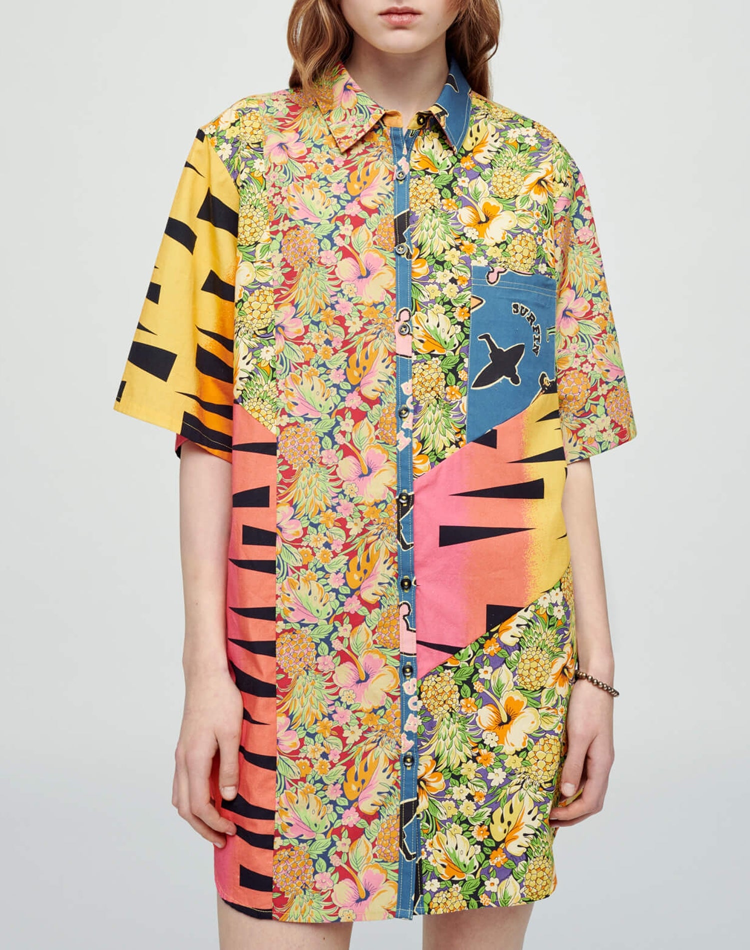 Oversized shirt dress - Multicolor Pineapple