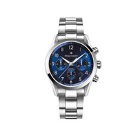Montre Chrono Élegance en acier 42 mm - Bleu