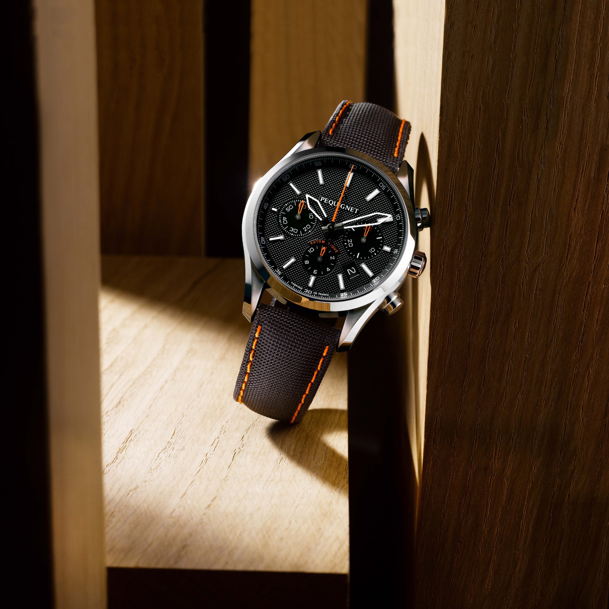 Montre Chrono Élegance en acier 42 mm - Noir