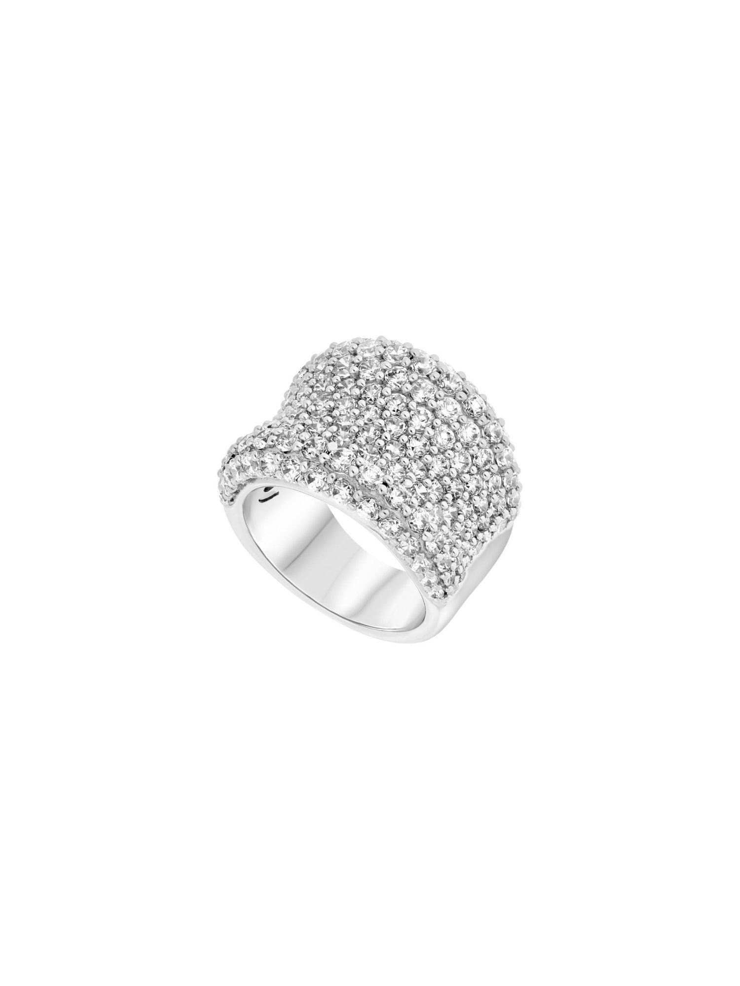 1qty NEW / Argent Bague sur argent rodhié sertie de Burmalite™ blanche pavée // RECO : 300€