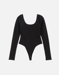 Scoop-neck bodysuit - Black