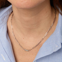 Collier Barbelé en Or blanc 18K serti de diamants - Blanc