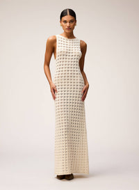 BUTTER COTTON AND SILK OPENWORK KNIT DRESS