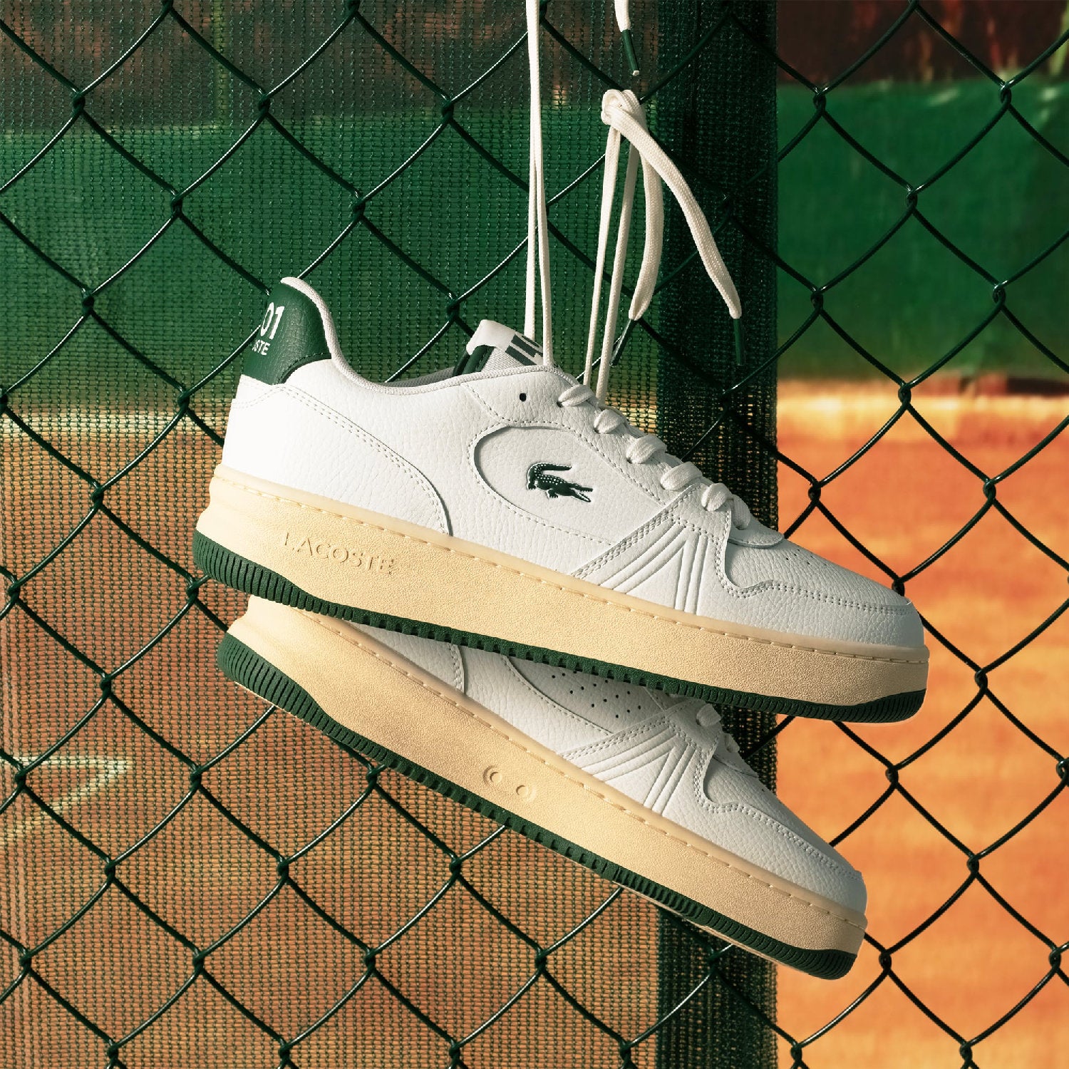 L001 Set sneakers in leather - Off White & Green