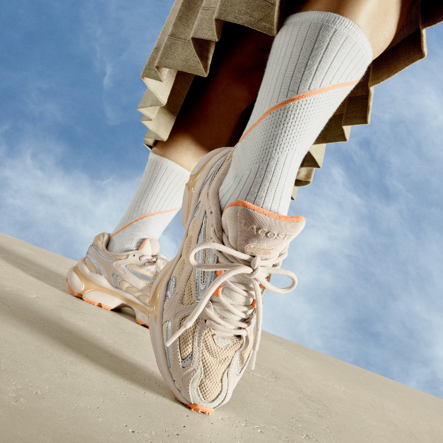 L003 2K24 leather sneakers - Light Tan & Orange