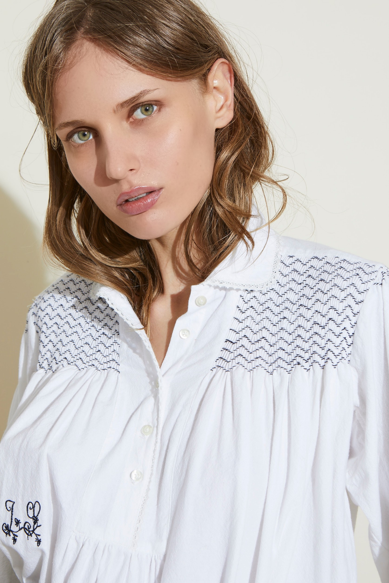ZNOSTOCK_WHITE & INDIGO SHIRT NORD - White & Indigo