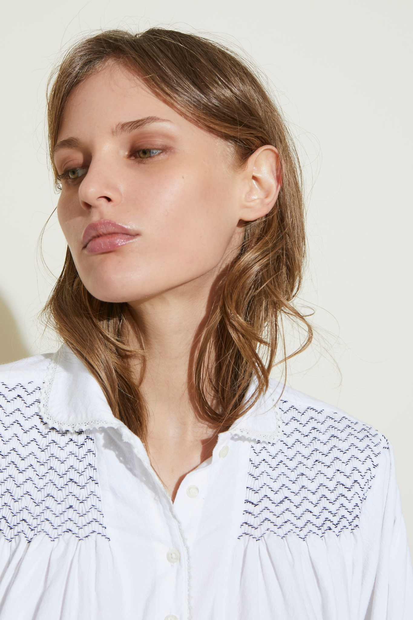 ZNOSTOCK_WHITE & INDIGO SHIRT NORD - White & Indigo