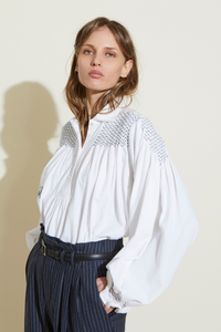 ZNOSTOCK_WHITE & INDIGO SHIRT NORD - White & Indigo
