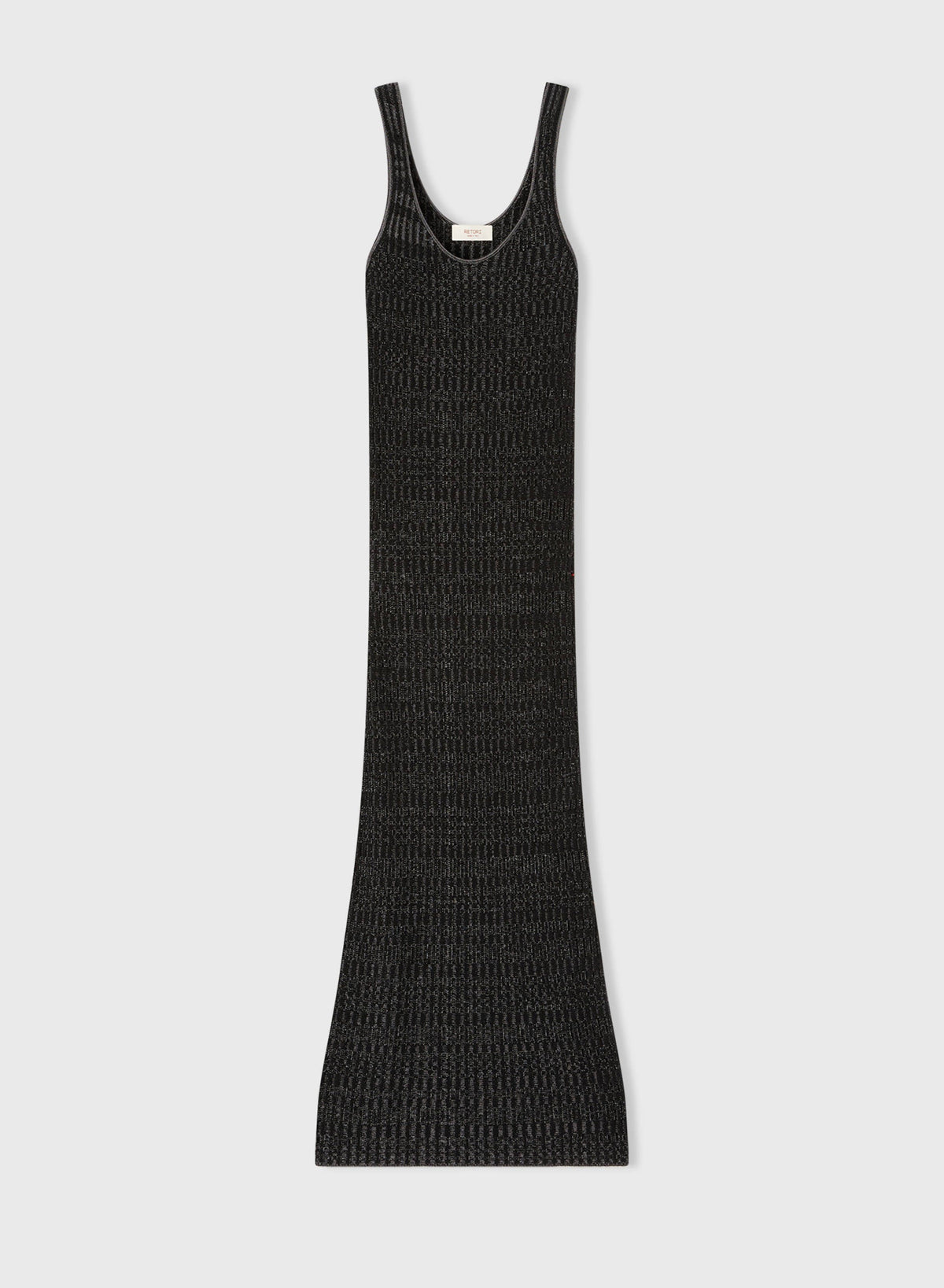 BLACK MICRO-CHECK KNITTED LONG DRESS