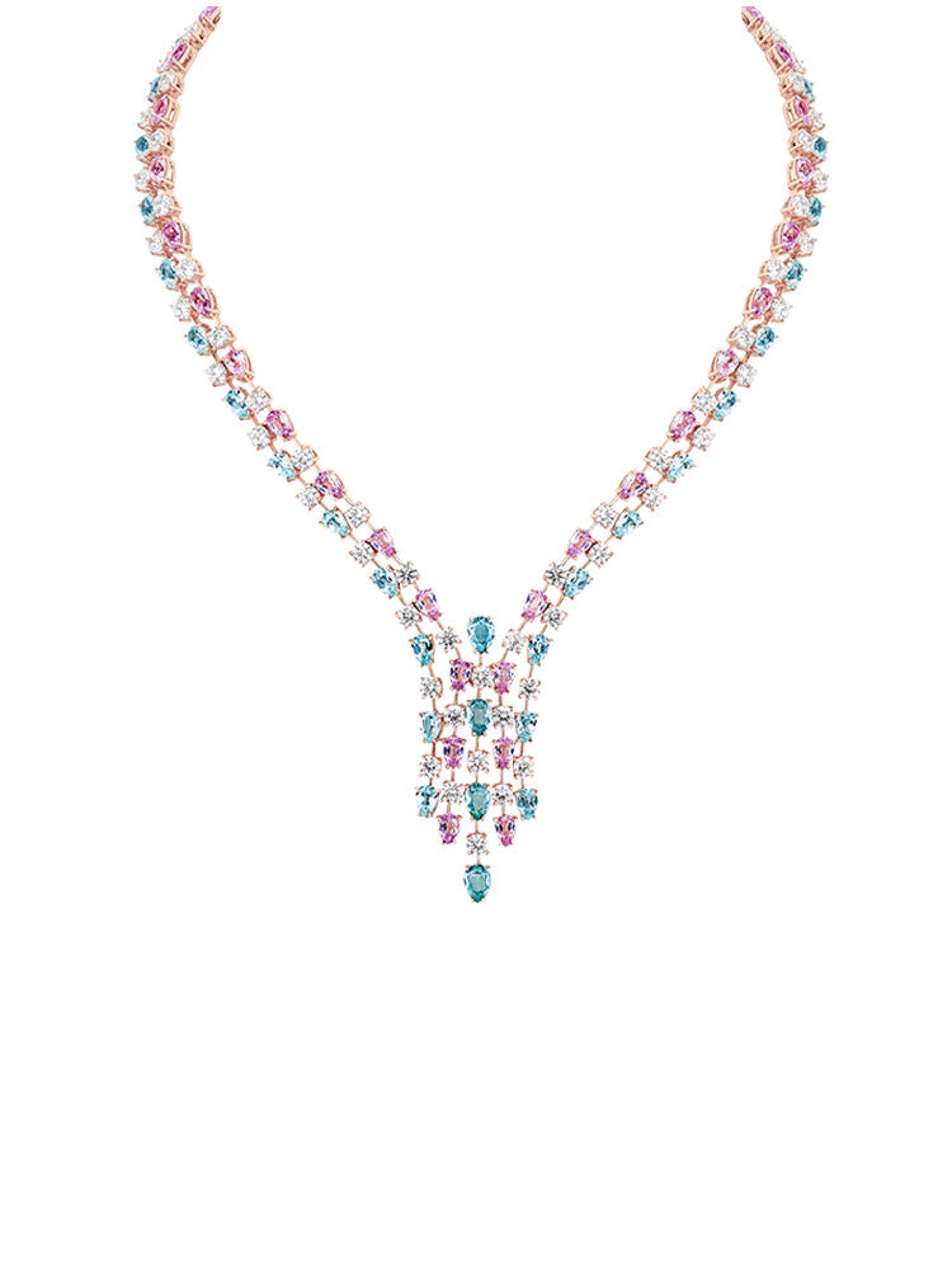 1qty NEW / Vermeil Collier cravate sur vermeil rose serti de burmalite™ taille poire // RECO : 1800€