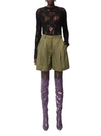 High-waisted flared shorts - Khaki