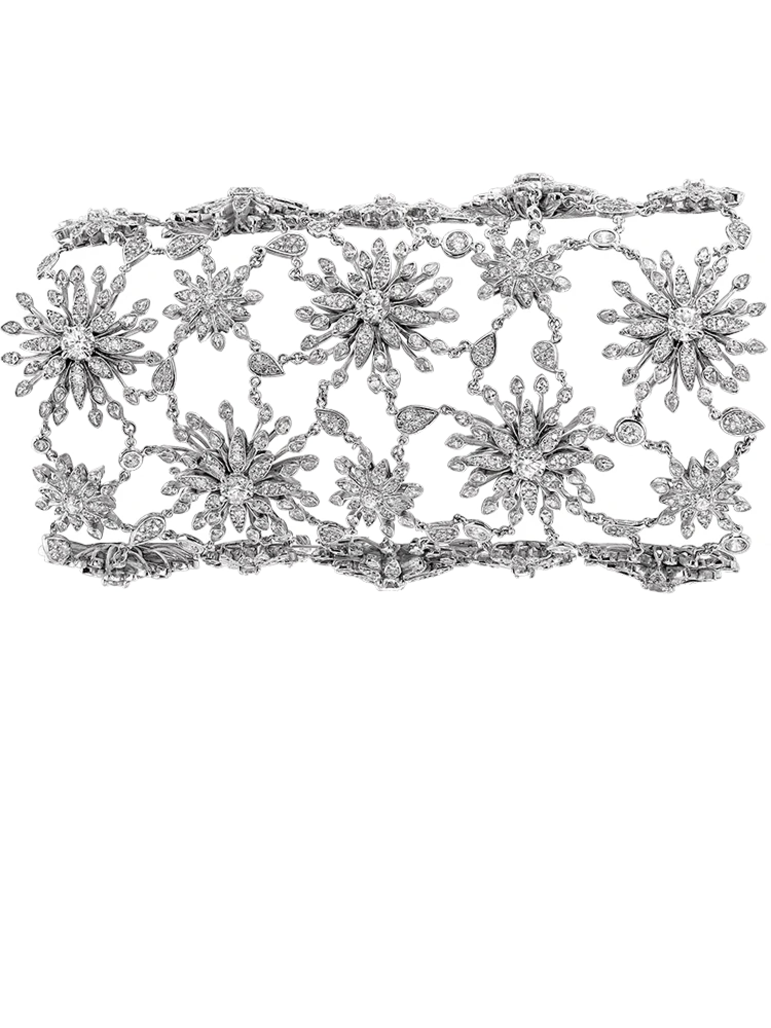 1qty NEW / Argent Rhodié Manchette Fleur en argent rhodié 925/1000 // RECO : 4750€