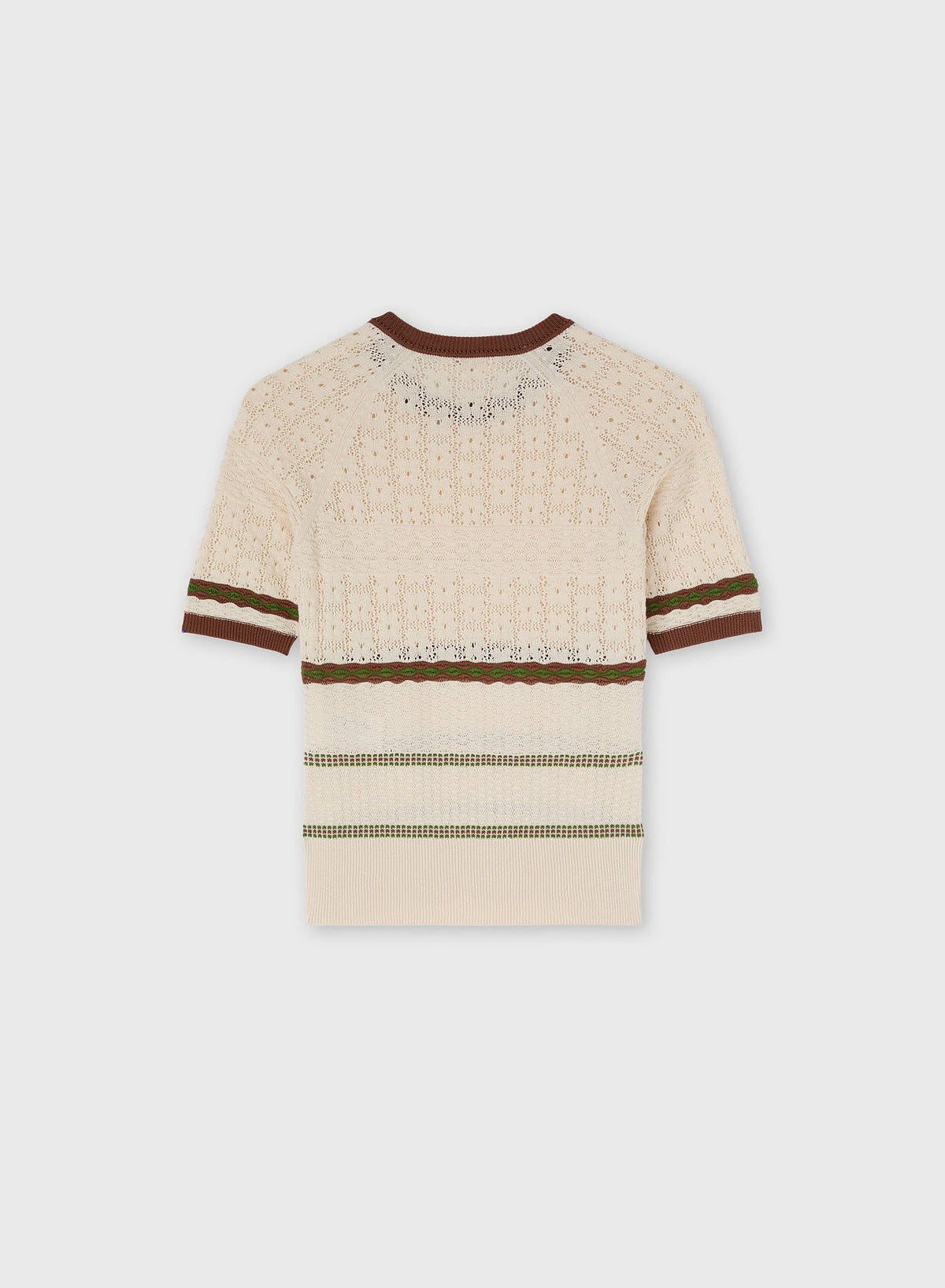 BUTTER, TOBACCO, GREEN MIX STITCH KNIT T-SHIRT