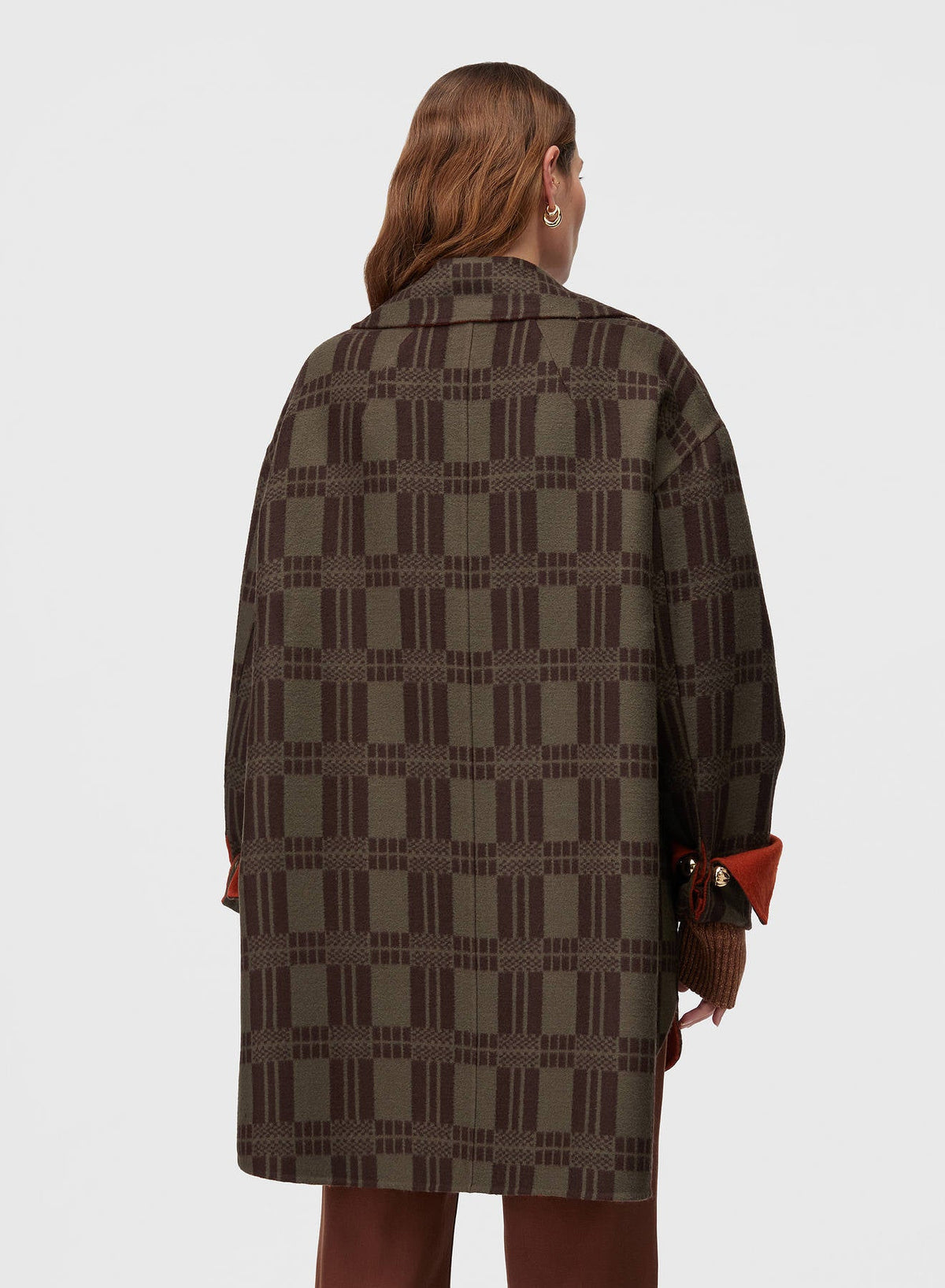 CLAY AND MILITARY GREEN DOUBLE CHECK JACQUARD REVERSIBLE OUTERWEAR