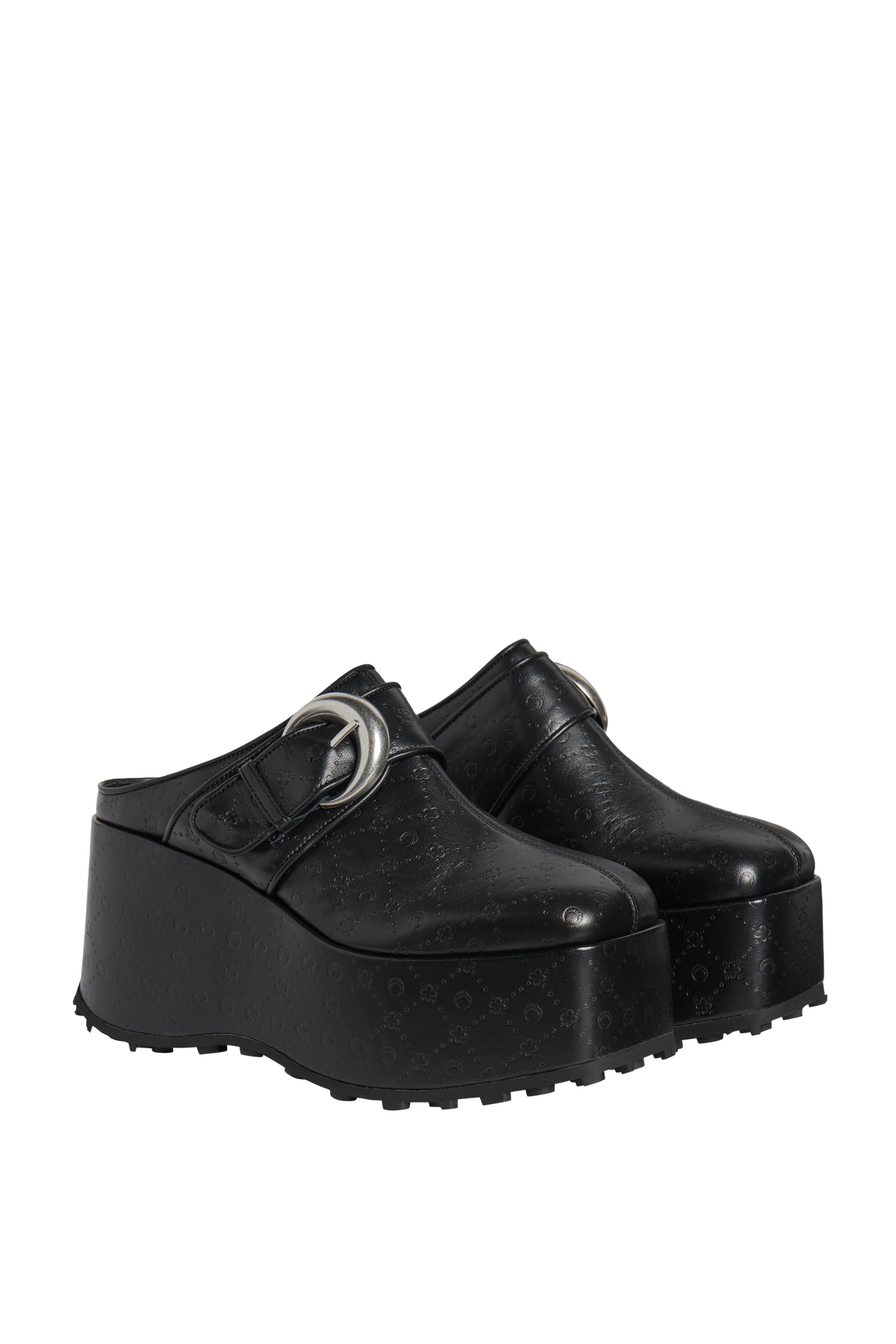 Mules en cuir monogramme - Black