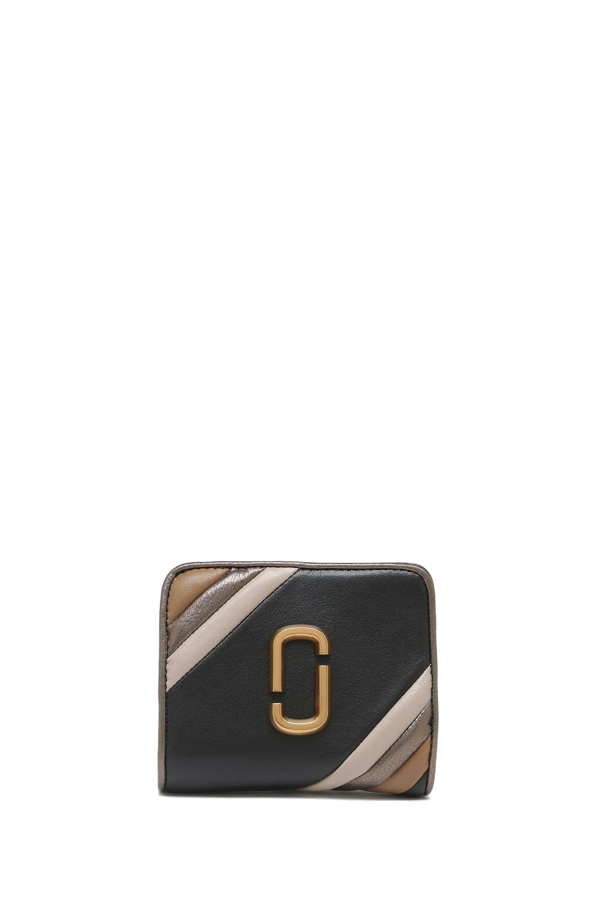 Portefeuille Compact à zip en cuir - Black