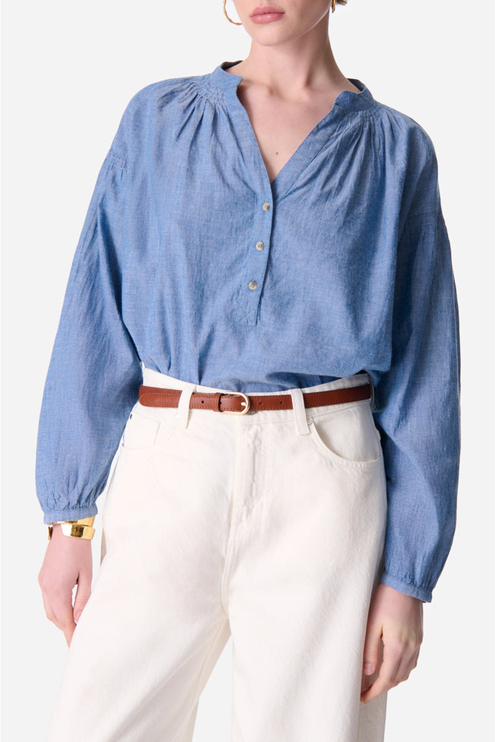 Blouse à col rond Nipoa - Chambray